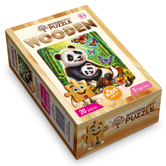Panda und Schmetterling Kinderpuzzle 20/5 Wooden City Panda und Schmetterling...