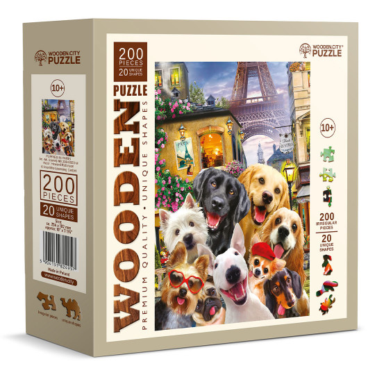 Puppies in Paris Tierpuzzle 200/20 Wooden City Puppies in Paris Tierpuzzle...